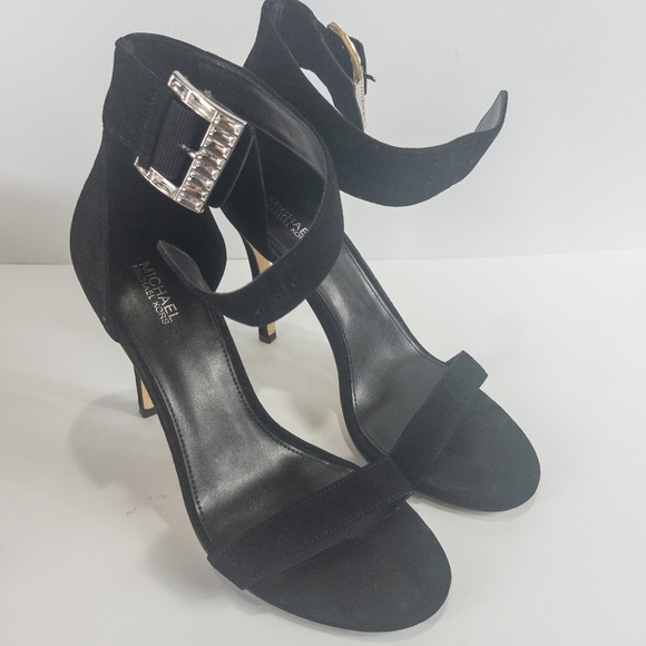 Michael Kors Crystal Embellished Suede Sandal Black -8 - Picture 4 of 6